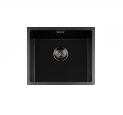 Lorreine série BQ 44x41cm évier sous plan noir avec bouchon gun metal 40BQ37-FU-GUNMETAL