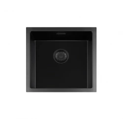 Lorreine série BQ évier en surface 45x45cm noir avec bouchon noir 40BQ-T