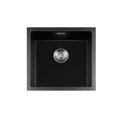Lorreine série BQ évier en surface 45x45cm noir avec bouchon en inox 40BQ-T-INOX