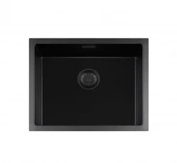 Lorreine série BQ 55x45cm évier en surface noir avec bouchon noir 50BQ-T