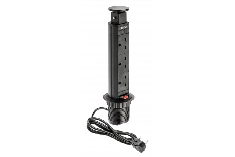 Câble d'extension pour mortaise de bureau 60 mm, 3 prises UK (noir) VERSION ANGLAISE 1208958626