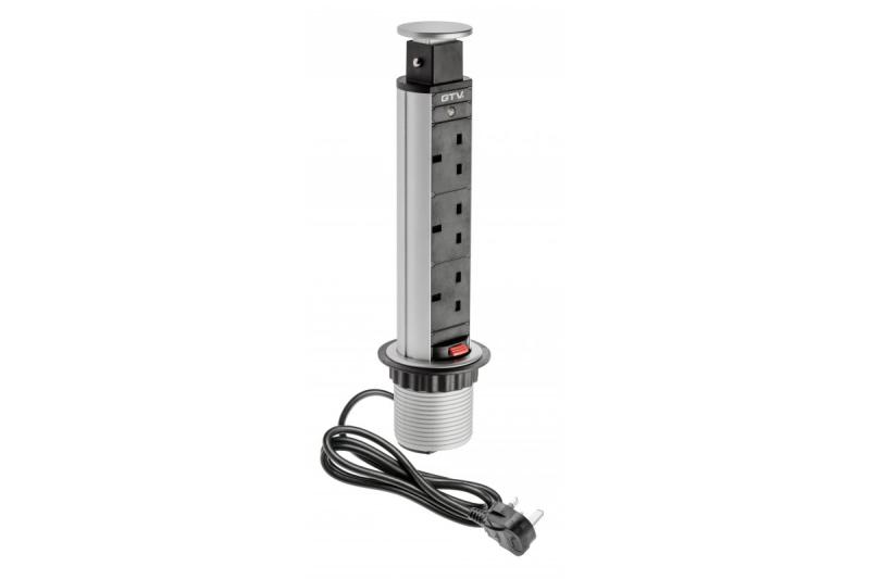 Câble d'extension pour mortaise de bureau 60 mm, 3 prises UK (argent) VERSION ANGLAISE 1208958627