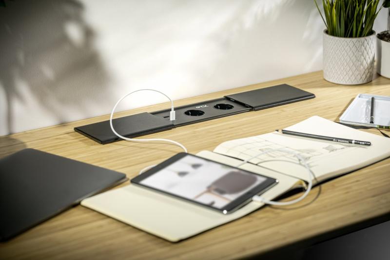 Câble d'extension encastré pour bureau PRESTINO, 2x prise française, USB A+C, RJ45, HDMI, câble 1,5m, argent 1208958675