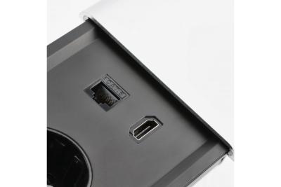 Câble d'extension de bureau encastré PRESTINO, 2x prise schuko, USB A+C, RJ45, HDMI, câble 1.5m, argent 1208958676