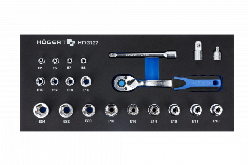 Hoegert Ensemble de douilles avec poignée à cliquet 1208962037