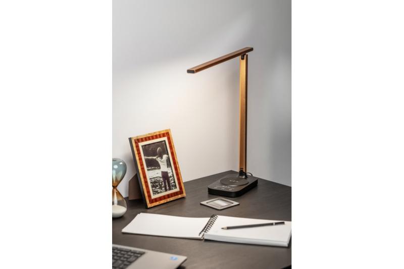 Decor Lampe de bureau Bressi 8W 450lm AC220-240V 3-CCT Charge sans fil USB PF>0 5 RA>80 Noir / Or 1208962479