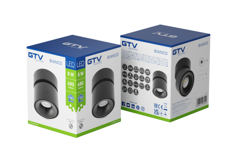 Decor Luminaire LED BIANCO 8W 680lm AC220-240V 50/60 Hz PF>0 9 Ra≥80 IP20 IK06 36° 4000K noir rond. 1208962672