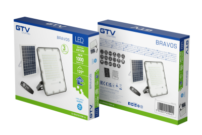 Projecteur solaire LED BRAVOS, 100W, 1000lm, 6400K, IP65, 120°, panneau solaire, télécommande, 3y 1208962681