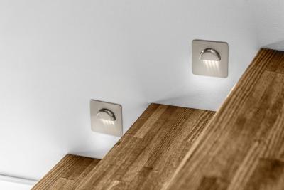 Decor Luminaire d'escalier à LED ESCADA KA DC12V avec couvercle carré transparent 0 8W 70lm 4000K câble inox 150cm.