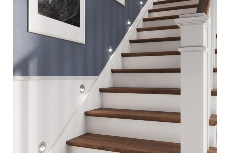 Decor Luminaire d'escalier à LED ESCADA OB DC12V avec couvercle rond dépoli 0,8W 70lm 4000K câble inox 150cm.