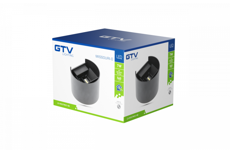 Decor Lampe LED MISSOURI-O 7W 540lm AC220-240V 50/60 Hz PF>0.5 Ra≥80 IP54 IK08 4000K ronde noire. 1208962996