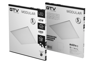 Luminaire LED MODULAIRE, plaque arrière, 60x60cm, 4000K, 40W, 4800lm, AC220-240V, PF>0,9, IP54, 5y 1208962999