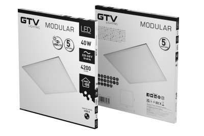 Luminaire LED MODULAIRE, plaque arrière, 60x60cm, 4000K, 40W, 4200lm, AC220-240V, PF>0,9, IP54, 5y, UGR<19 1208963000
