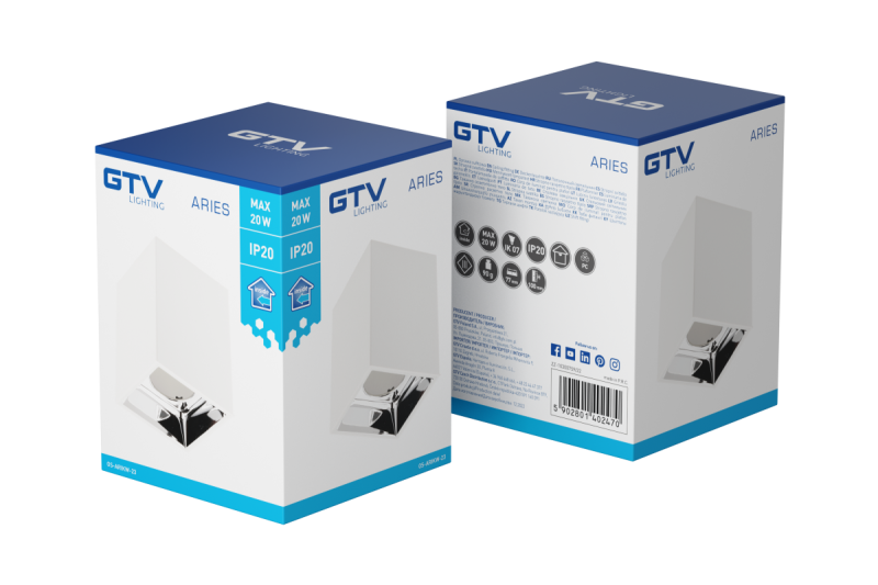 Decor Luminaire de plafond ARIES PC 77x100mm IP20 max 20W carré blanc/chrome. 1208963817