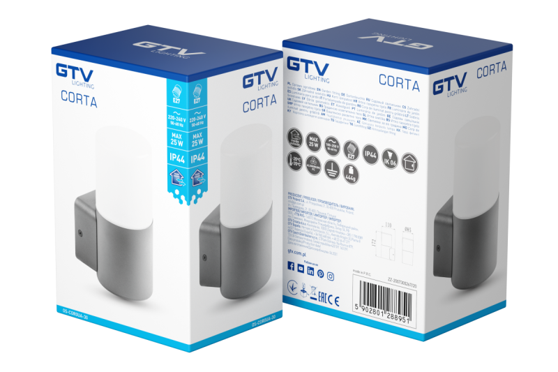 Decor Luminaire de jardin CORTA-AU E27 MAX.25W IP44 AC220-240V 50-60Hz applique murale droite supérieure anthracite. 1208963857