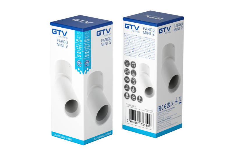 Decor Luminaire de plafond FARGO MINI 2 en aluminium 56x150mm IP20 max 20W rond blanc. 1208963882