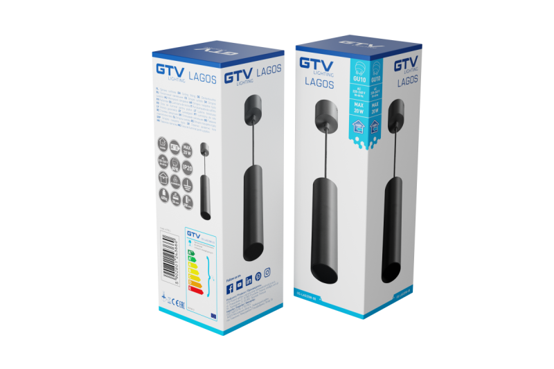 Decor Luminaire suspendu LAGOS GU10 en aluminium IP20 max. 20W noir. 1208963909