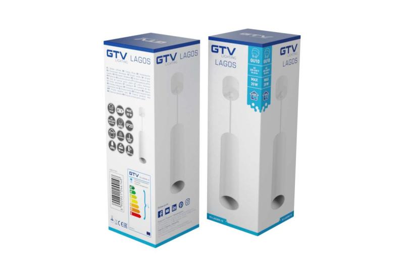 Decor Luminaire suspendu LAGOS GU10 en aluminium IP20 max. 20W blanc. 1208963910