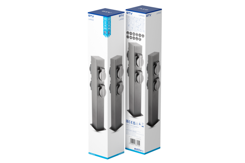 Decor Poteau de jardin LARGO-P 36 IP44 AC220-240V 50-60Hz 4 prises Schuko max.3500W graphite. 1208963917