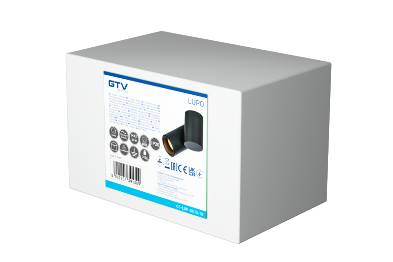 Decor Luminaire de plafond LUPO en aluminium 11.6x5.6x11.5 IP20 1*GU10 max. 50W rond noir. 1208963928