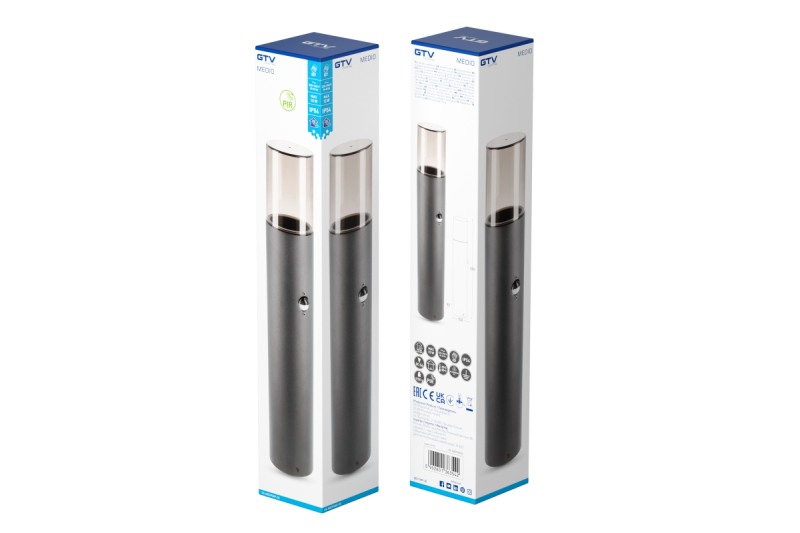 Decor Luminaire de jardin MEDIO-P 50 PIR E27 MAX.15W IP54 AC220-240V 50-60Hz graphite de poteau. 1208963940