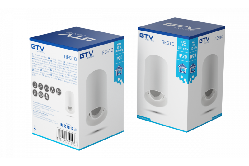 Decor Luminaire de plafond RESTO PC φ80x125mm IP20 max 20W rond blanc. 1208963986