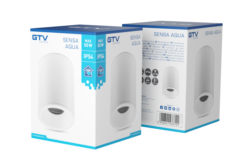 Decor Lampe de plafond SENSA AQUA en aluminium 85x115 IP54 max 50W blanc circulaire 1208964007