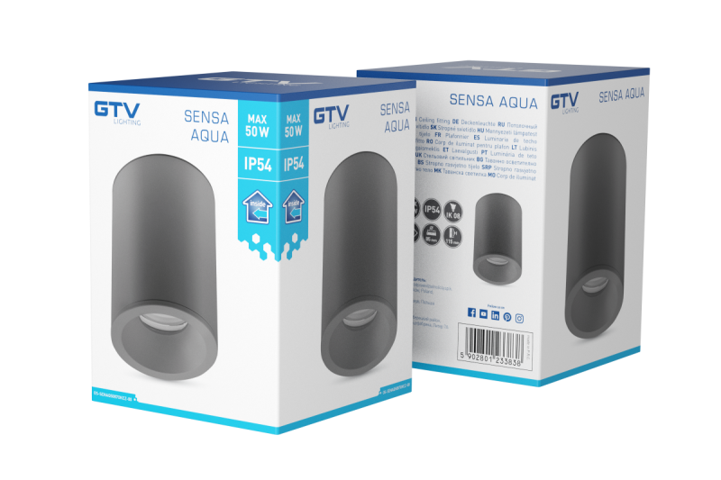 Decor Lampe de plafond SENSA AQUA en aluminium 85x115 IP54 max 50W circulaire noire. 1208964009