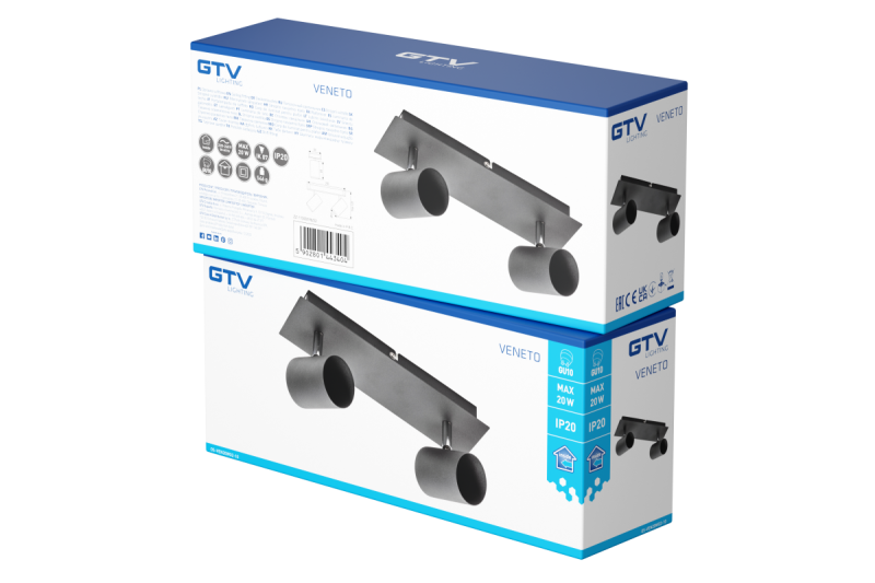 Decor Luminaire de plafond VENETO IP20 max. 20W 2 x GU10 rond noir 1208964038