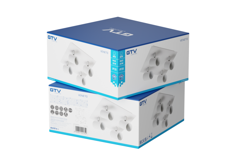 Decor Luminaire de plafond VENETO IP20 max. 20W 4 x GU10 rond/carré blanc. 1208964045