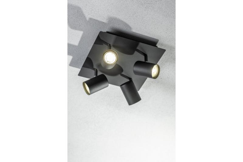 Decor Luminaire de plafond VENETO IP20 max. 20W 4 x GU10 rond/carré noir. 1208964046