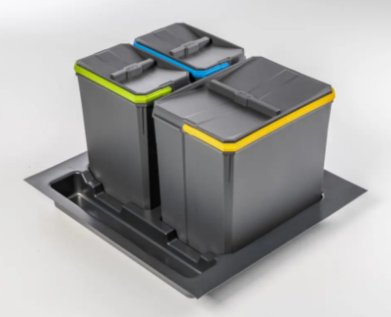 Systeem de tri des déchets Garbi Basket B-60-3 pour tiroir de 60 cm, y compris support et 3 poubelles 1208964399