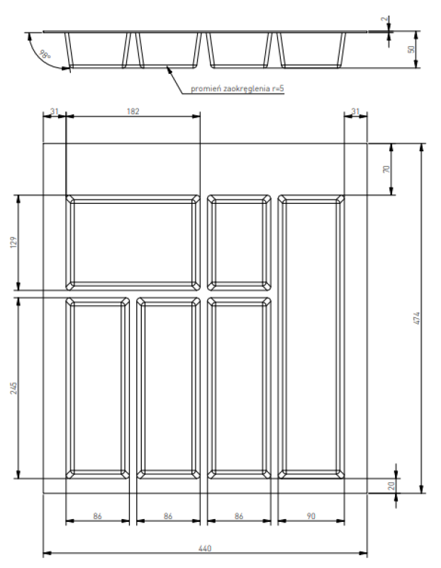 Decor Cutle Range-couverts Insert pour Tiroir de Cuisine 500 Anthracite 1208966376