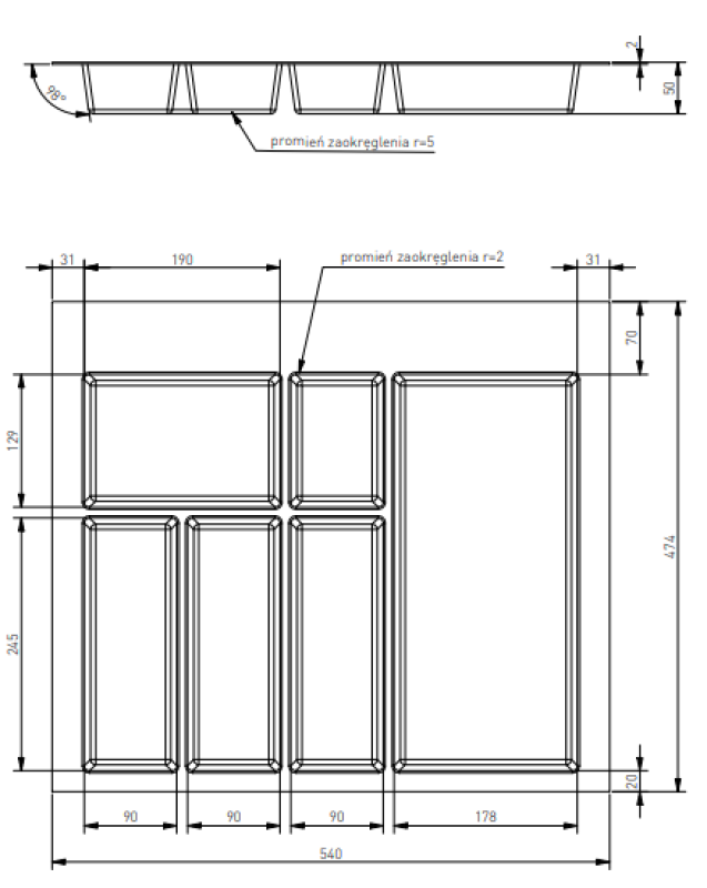 Décor Cutle Tiroirs à Couverts Insert pour Tiroir de Cuisine 600 Anthracite 1208966378
