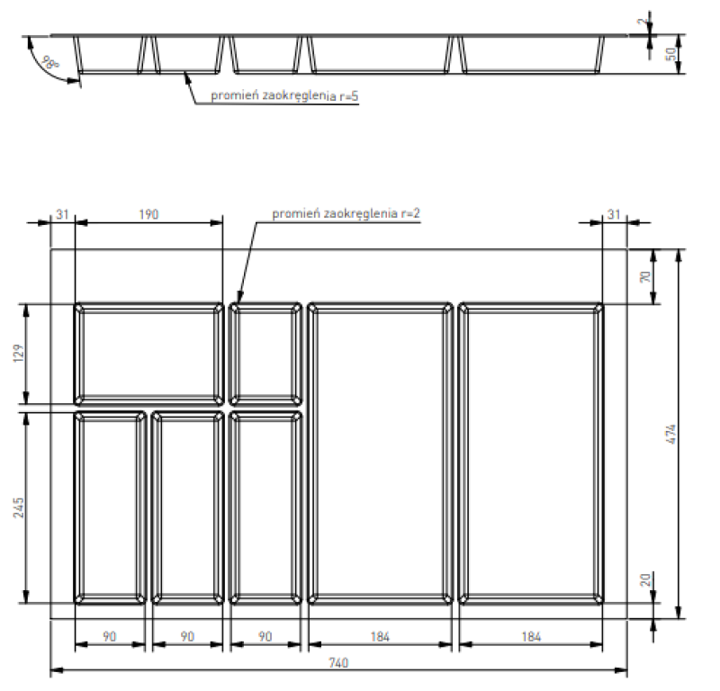 Décor Insert Cutle pour Tiroir de Cuisine 800 Axispace Blanc 1208966379