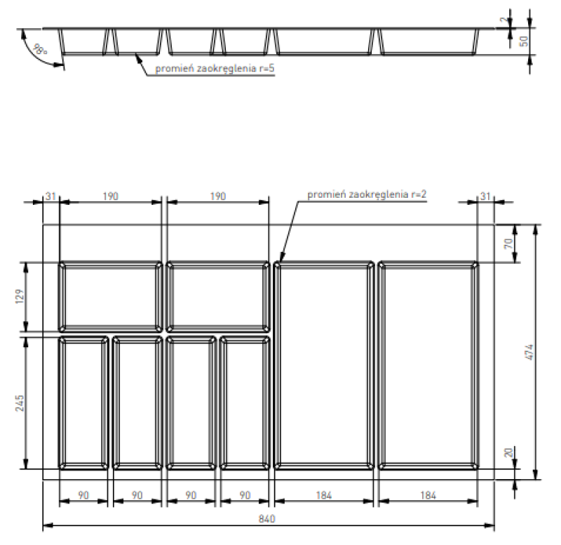 Décor Cutle Bac à Couverts Insert pour Tiroir de Cuisine 900 Blanc 1208966381