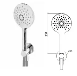 Waterevolution Flow ensemble de douchette à main ronde complet avec raccord mural blanc mat - 3 modes - T1621RBR