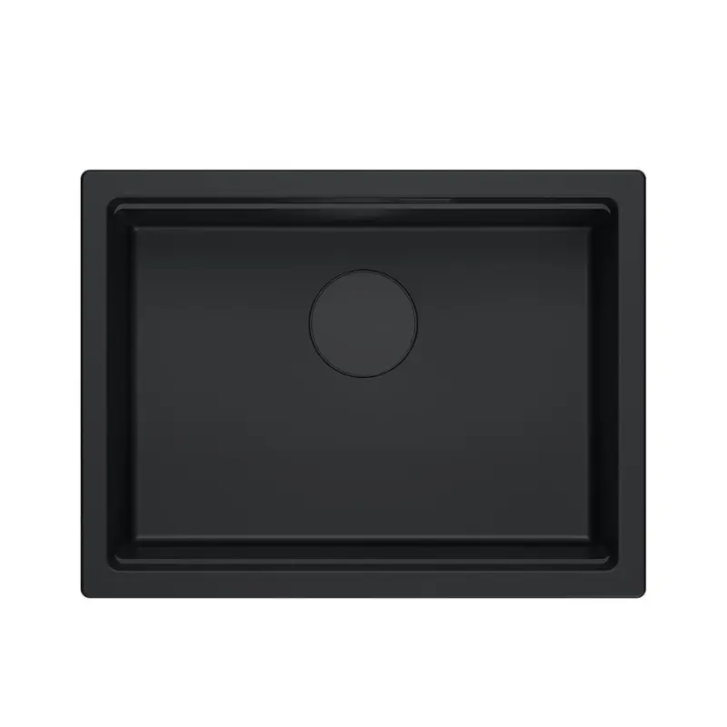 Quadri Newport II évier sous-plan en granit noir 560x450  mm inclus bouchon de vidange noir 1208966924