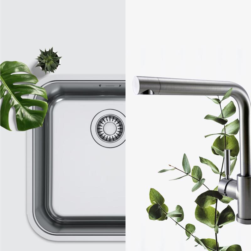 Ensemble combiné évier Franke - Robinet de cuisine Pure.sink - siphon de cuisine