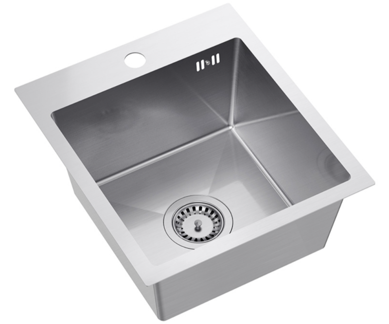 SET Quadri Dixton 40 évier en inox 400x450 mm avec trou de robinetterie montage en surface avec robinet de cuisine Quadri Coventry inox