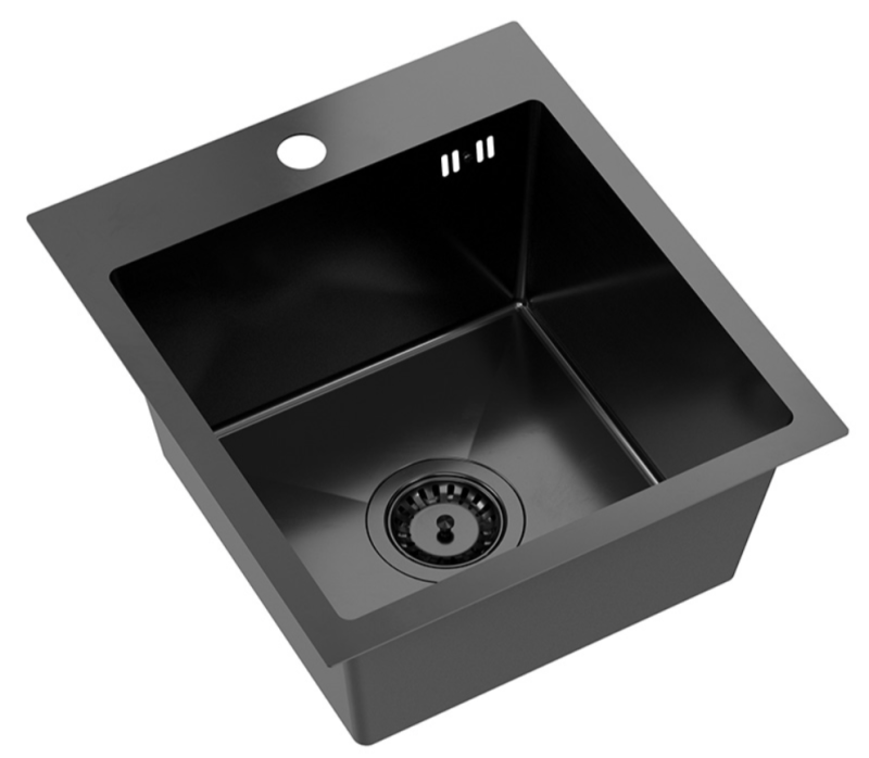 Quadri Dixton 40 ensemble avec évier en inox noir avec nano PVD 400x450 mm avec trou pour robinet et mitigeur de cuisine Quadri Bristol.