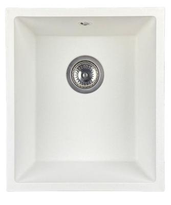 GraniteMy Évier universel en granit blanc 34x40 cm blanc à encastrer, sous-plan et à fleur avec bouchon en inox 1208967107