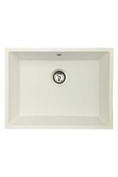 GraniteMy Évier universel en granit blanc 55x40 cm blanc, montage en surface, sous-meuble et encastré avec bouchon en inox 1208967109