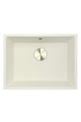 GraniteMy Évier universel en granit blanc 55x40 cm blanc, montage en surface, sous-meuble et encastré avec bouchon en inox 1208967109