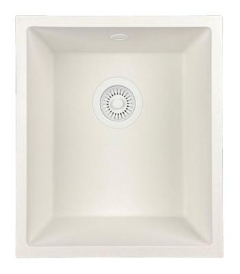 GraniteMy Évier universel en granit blanc 34x40 cm blanc encastré, sous-plan et à fleur avec bouchon blanc 1208967146