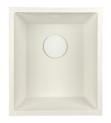 GraniteMy Évier universel en granit blanc 34x40 cm blanc encastré, sous-plan et à fleur avec bouchon blanc 1208967146