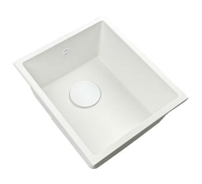 GraniteMy Évier universel en granit blanc 34x40 cm blanc encastré, sous-plan et à fleur avec bouchon blanc 1208967146