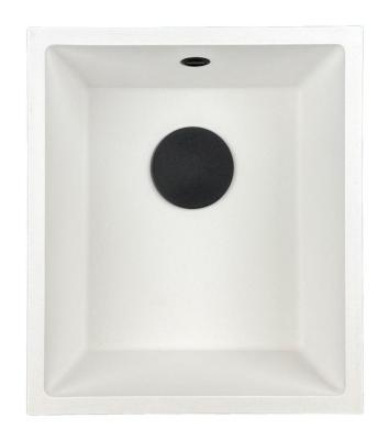 GraniteMy Évier universel en granit blanc 34x40 cm blanc pour montage en surface, sous-plan et affleurant avec bouchon noir 1208967147
