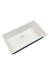 GraniteMy Universal évier en granit blanc grand 74x40 cm blanc, montage en surface, montage sous plan et affleurant avec bouchon blanc 1208967160