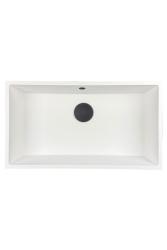 GraniteMy Universal évier en granit blanc grand 74x40 cm blanc montage en surface, sous-plan et affleurant avec bouchon noir 1208967161